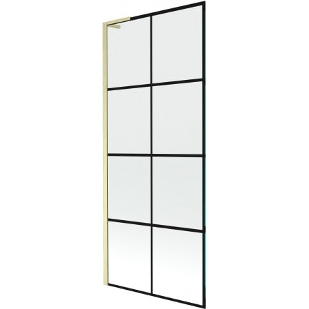 Mexen Next L paroi de baignoire 1-pan 80 x 150 cm, grille noire, doré brossé - 895-080-000-03-77-55
