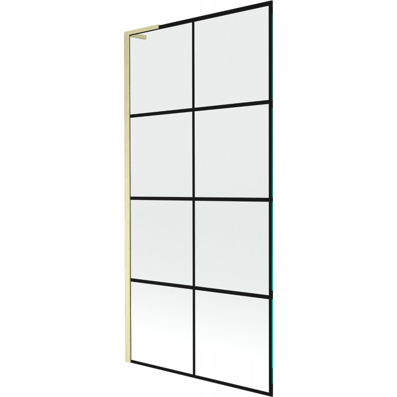 Mexen Next L pare-douche 1-volet 90 x 150 cm, motif noir, or brossé - 895-090-000-03-77-55