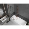 Mexen Next L paroi de baignoire à 1 vantail 50 x 150 cm, grille noire, or rose - 895-050-000-03-77-60
