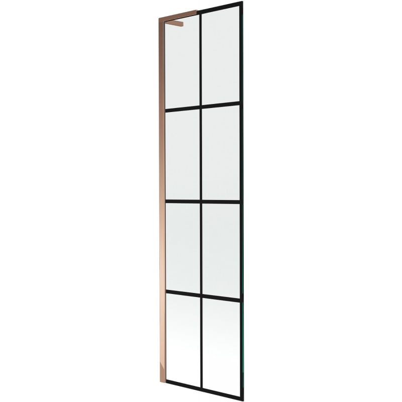 Mexen Next L paroi de baignoire à 1 vantail 50 x 150 cm, grille noire, or rose - 895-050-000-03-77-60