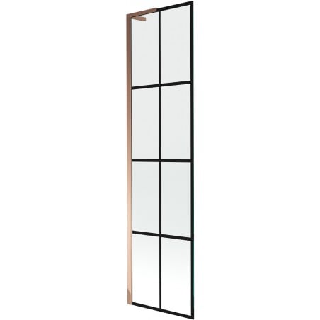 Mexen Next L paroi de baignoire à 1 vantail 50 x 150 cm, grille noire, or rose - 895-050-000-03-77-60