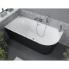 Mexen Mia baignoire autoportante d'angle gauche 150 x 75 cm, blanc/noir, trop-plein chromé - 52691507575L-01
