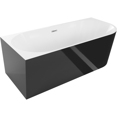 Baignoire d'angle gauche autoportante Mexen Mia 150 x 75 cm, blanc/noir, trop-plein chromé - 52691507575L-01