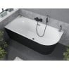 Mexen Mia baignoire îlot d'angle gauche 150 x 75 cm, blanc/noir, trop-plein noir - 52691507575L-70