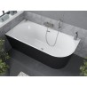Mexen Mia baignoire autoportante d'angle gauche 150 x 75 cm, blanc/noir, trop-plein en nickel brossé - 52691507575L-97