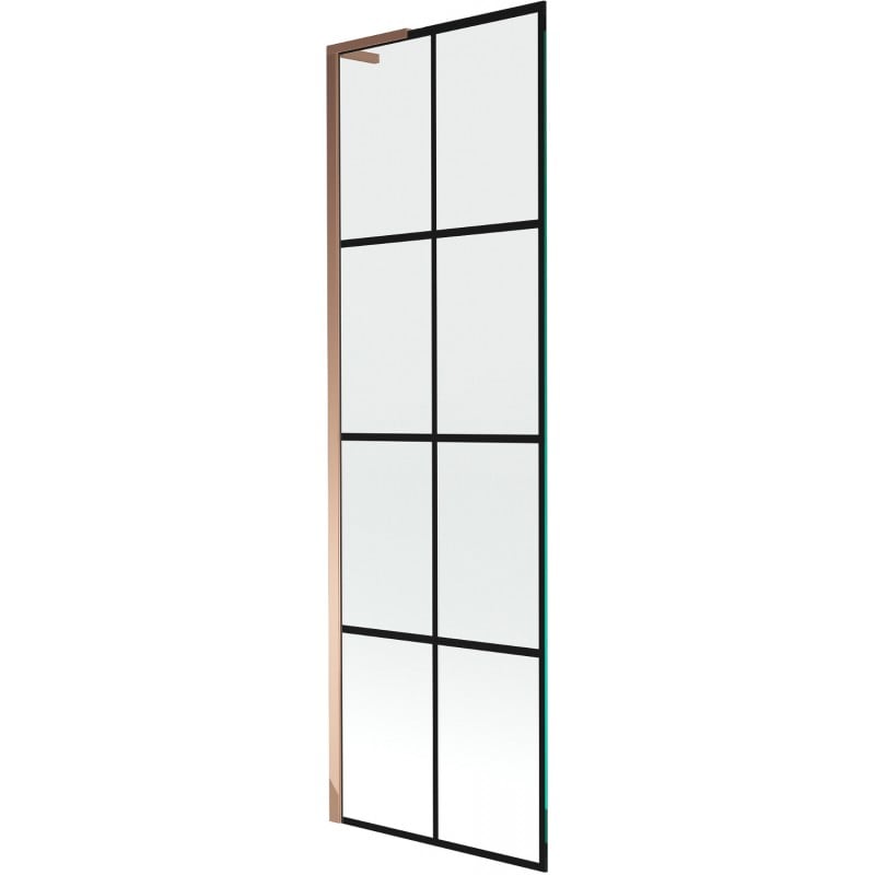 Mexen Next L paroi de baignoire 1-volet 60 x 150 cm, grille noire, or rose - 895-060-000-03-77-60