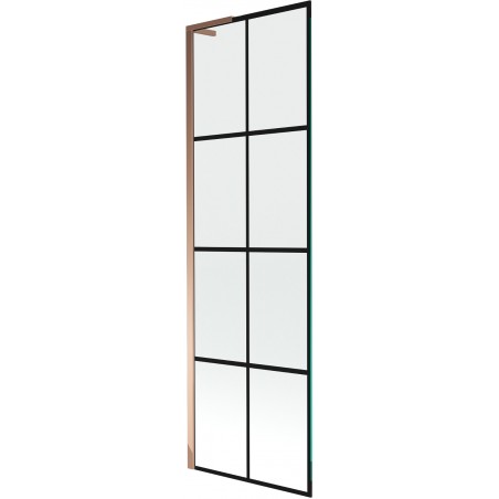 Mexen Next L paroi de baignoire 1-volet 60 x 150 cm, grille noire, or rose - 895-060-000-03-77-60
