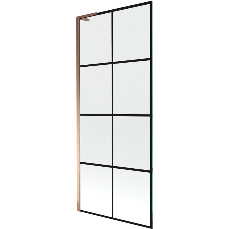 Mexen Next L pare-douche à un vantail 80 x 150 cm, grille noire, or rose - 895-080-000-03-77-60