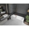Mexen Next L paroi de baignoire 1 volet 90 x 150 cm, quadrillage noir, or rose - 895-090-000-03-77-60