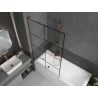 Mexen Next L paroi de baignoire 1 vantail 100 x 150 cm, grille noire, or rose - 895-100-000-03-77-60
