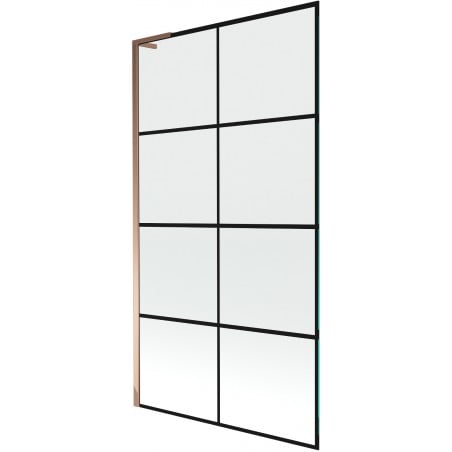Mexen Next L paroi de baignoire 1 vantail 100 x 150 cm, grille noire, or rose - 895-100-000-03-77-60