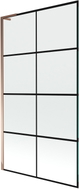 Mexen Next L paroi de baignoire 1 vantail 100 x 150 cm, grille noire, or rose - 895-100-000-03-77-60