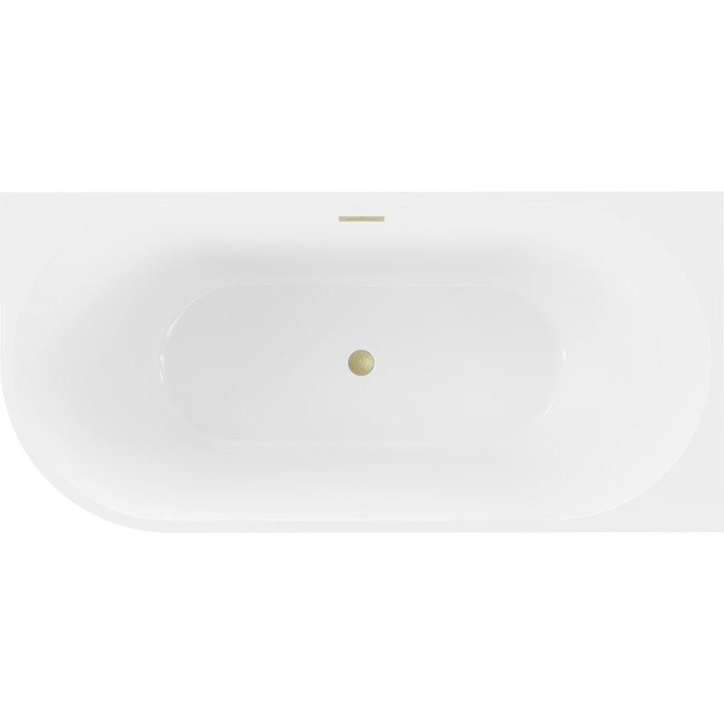 Mexen Mia baignoire autoportante d'angle droite 150 x 75 cm, blanche/noire, trop-plein doré brossé - 52691507575P-55