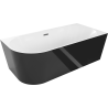 Mexen Mia baignoire îlot d'angle droite 150 x 75 cm, blanc/noir, trop-plein gun gray brossé - 52691507575P-66