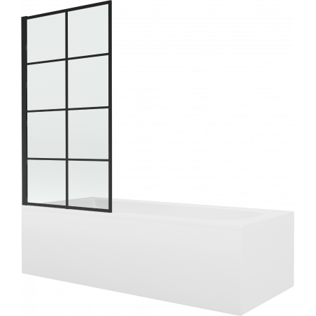 Mexen Vega baignoire rectangulaire 150 x 70 cm avec boîtier et paroi 1 volet 70 cm, motif noir - 550115070X9307017077