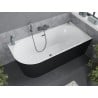 Mexen Mia baignoire îlot d'angle droite 150 x 75 cm, blanc/noir, trop-plein gun gray brossé - 52691507575P-66