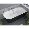 Mexen Mia baignoire autoportante d'angle droite 150 x 75 cm, blanche/noire, trop-plein nickel brossé - 52691507575P-97