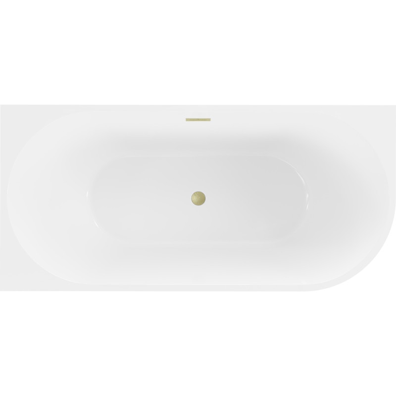 Mexen Mia baignoire autoportante d'angle gauche 160 x 75 cm, blanche, trop-plein or brossé - 52691607500L-55