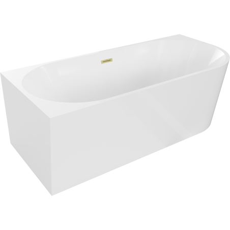 Mexen Mia baignoire autoportante d'angle gauche 160 x 75 cm, blanche, trop-plein or brossé - 52691607500L-55