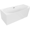 Baignoire Mexen Mia à poser angle gauche 160 x 75 cm, blanche, bonde gun gray brossé - 52691607500L-66