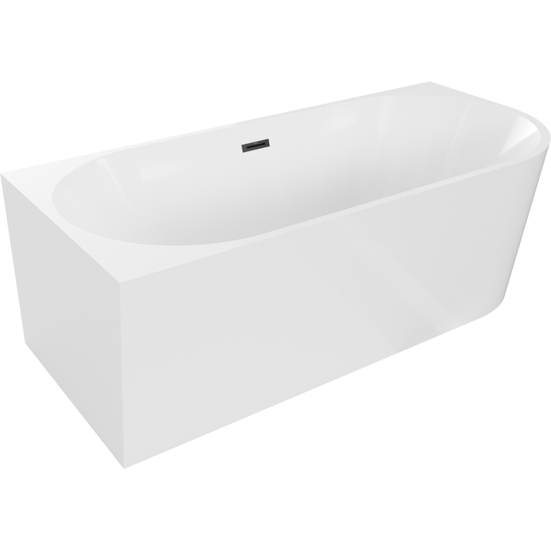 Baignoire Mexen Mia d'angle gauche indépendante 160 x 75 cm, blanche, trop-plein noir - 52691607500L-70