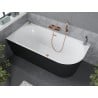 Mexen Mia baignoire autoportante d'angle gauche 160 x 75 cm, blanc/noir, débordement or rose - 52691607575L-60