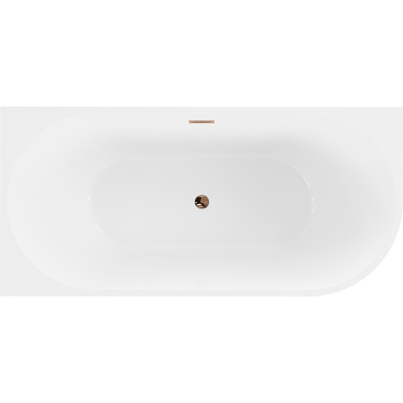 Mexen Mia baignoire autoportante d'angle gauche 160 x 75 cm, blanc/noir, débordement or rose - 52691607575L-60