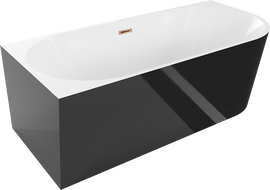 Mexen Mia baignoire autoportante d'angle gauche 160 x 75 cm, blanc/noir, débordement or rose - 52691607575L-60