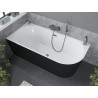 Mexen Mia baignoire autoportante d'angle gauche 160 x 75 cm, blanc/noir, trop-plein gun gray brossé - 52691607575L-66