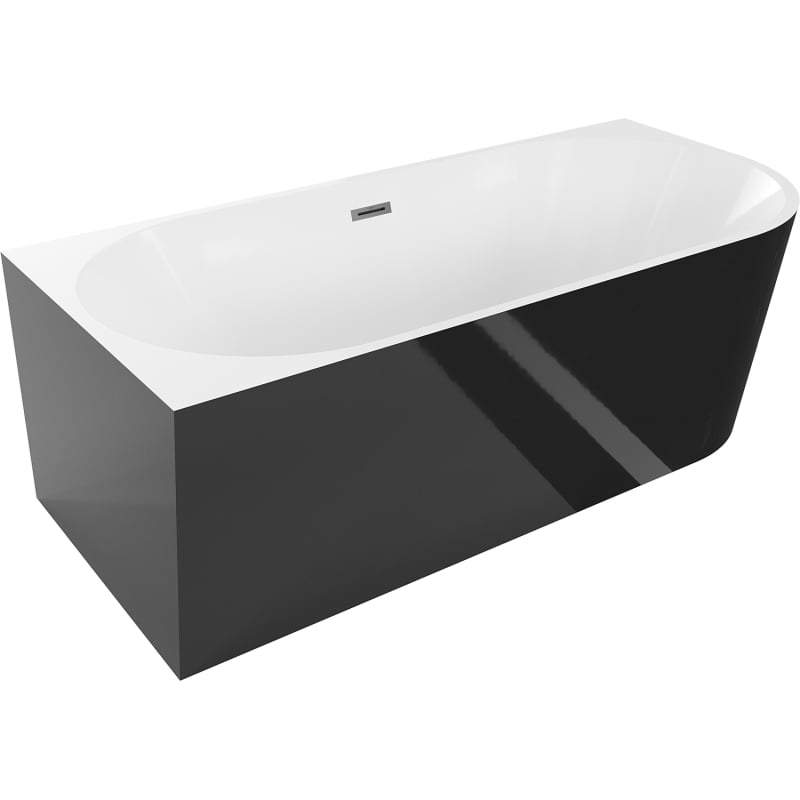 Mexen Mia baignoire autoportante d'angle gauche 160 x 75 cm, blanc/noir, trop-plein gun metal - 52691607575L-95