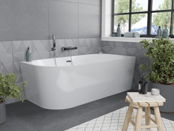 Mexen Mia baignoire autoportante d'angle droite 160 x 75 cm, blanche, trop-plein chromé - 52691607500P-01