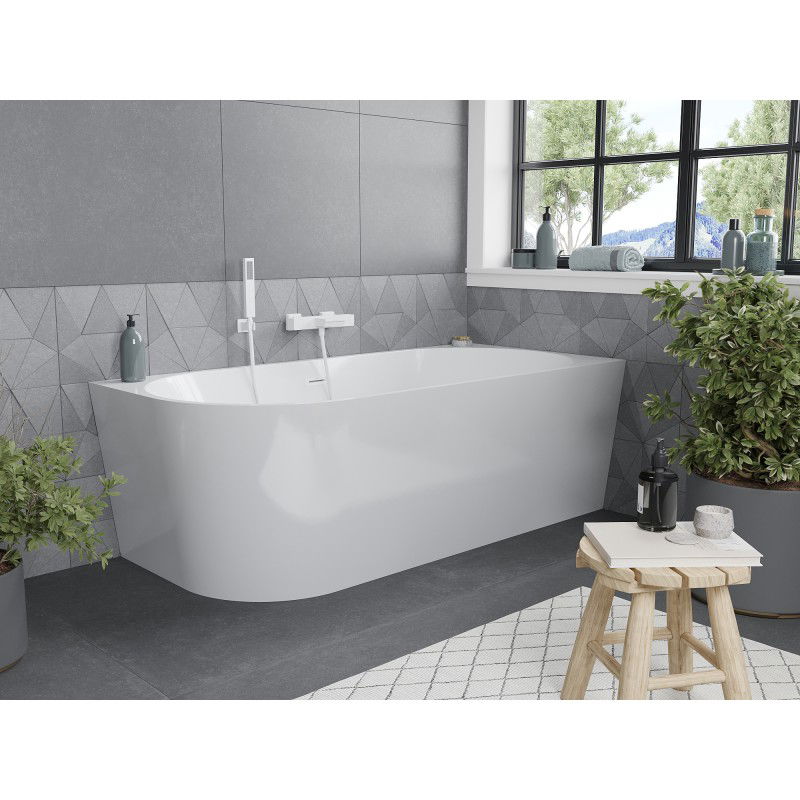 Mexen Mia baignoire autoportante d'angle droite 160 x 75 cm, blanche, trop-plein blanc - 52691607500P-20