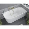 Baignoire Mexen Mia angulaire droite 160 x 75 cm, blanche, bonde dorée - 52691607500P-50