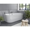 Baignoire Mexen Mia à angle droit 160 x 75 cm, blanche, trop-plein en gun gray brossé - 52691607500P-66