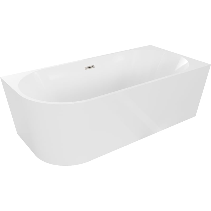 Mexen Mia baignoire autoportante d'angle droite 160 x 75 cm, blanche, trop-plein nickel brossé - 52691607500P-97