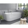 Mexen Mia baignoire autoportante d'angle droite 160 x 75 cm, blanche, trop-plein nickel brossé - 52691607500P-97