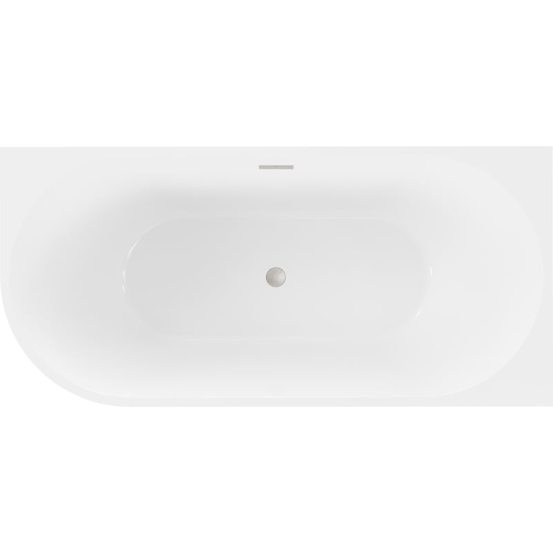 Mexen Mia baignoire autoportante d'angle droite 160 x 75 cm, blanche, trop-plein nickel brossé - 52691607500P-97