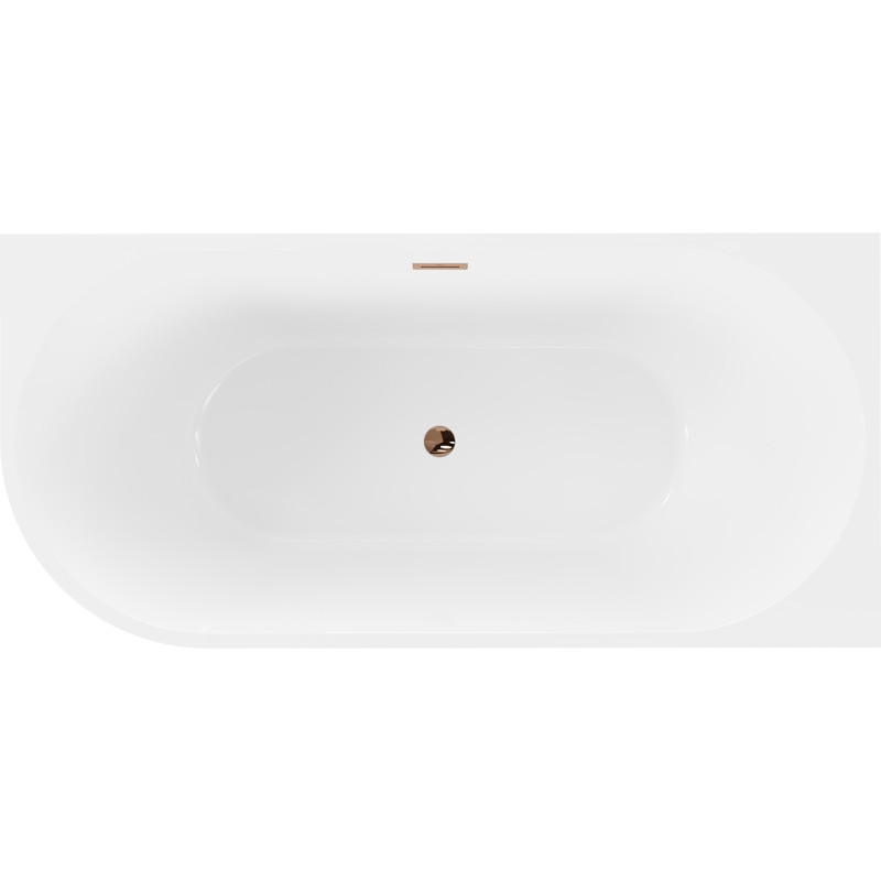 Mexen Mia baignoire îlot d'angle droite 160 x 75 cm, blanche/noire, trop-plein or rose - 52691607575P-60