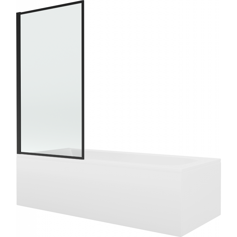 Mexen Vega baignoire rectangulaire 150 x 70 cm avec habillage et paroi de douche 1 volet 80 cm, motif noir