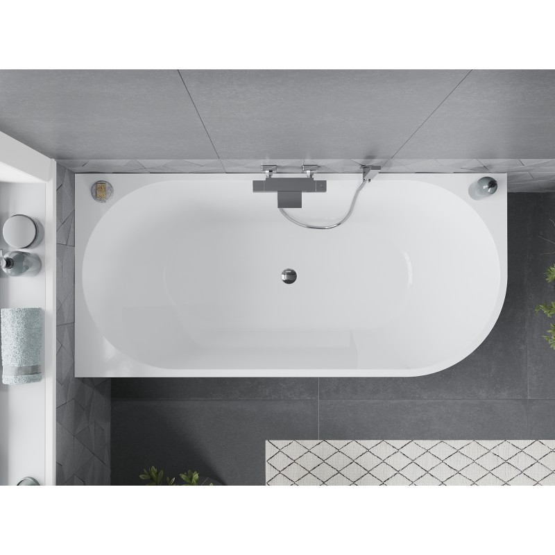 Mexen Mia baignoire autoportante d'angle gauche 170 x 80 cm, blanche, trop-plein chromé - 52691708000L-01
