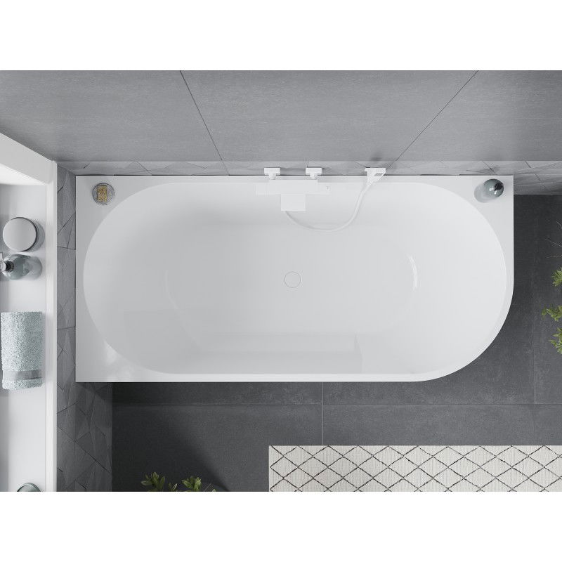 Mexen Mia baignoire autoportante d'angle gauche 170 x 80 cm, blanche, trop-plein blanc - 52691708000L-20