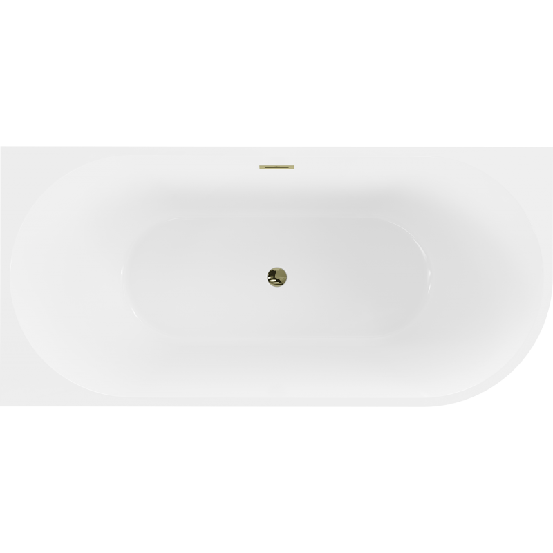 Mexen Mia baignoire autoportante d'angle gauche 170 x 80 cm, blanche, trop-plein doré - 52691708000L-50
