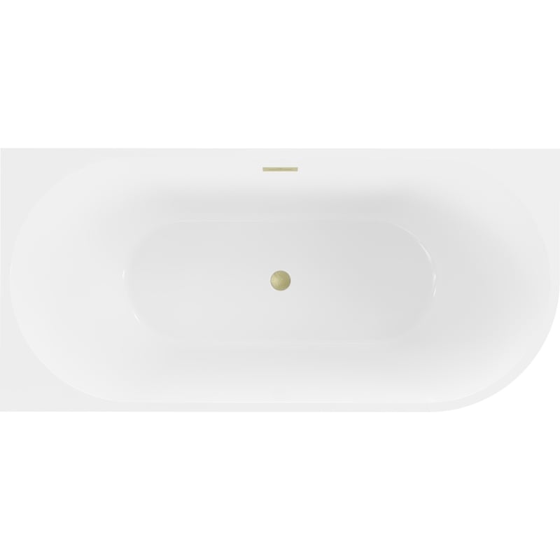 Mexen Mia baignoire autoportante d'angle gauche 170 x 80 cm, blanche, trop-plein doré brossé - 52691708000L-55