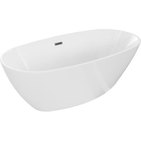 Mexen Eris baignoire autoportante 155 x 80 cm, blanche, trop-plein gun gray brossé - 53441558000-66