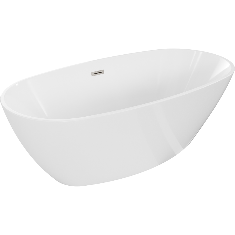 Baignoire freestanding Mexen Eris 155 x 80 cm, blanche, bonde en nickel brossé - 53441558000-97