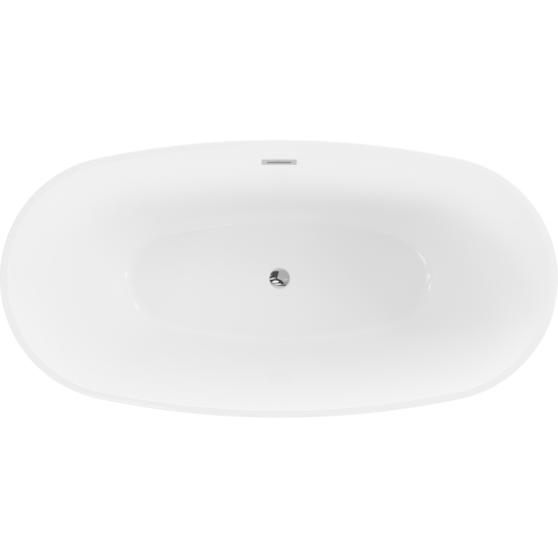 Mexen Eris baignoire autoportante 155 x 80 cm, blanc/noir, trop-plein chromé - 53441558075-01