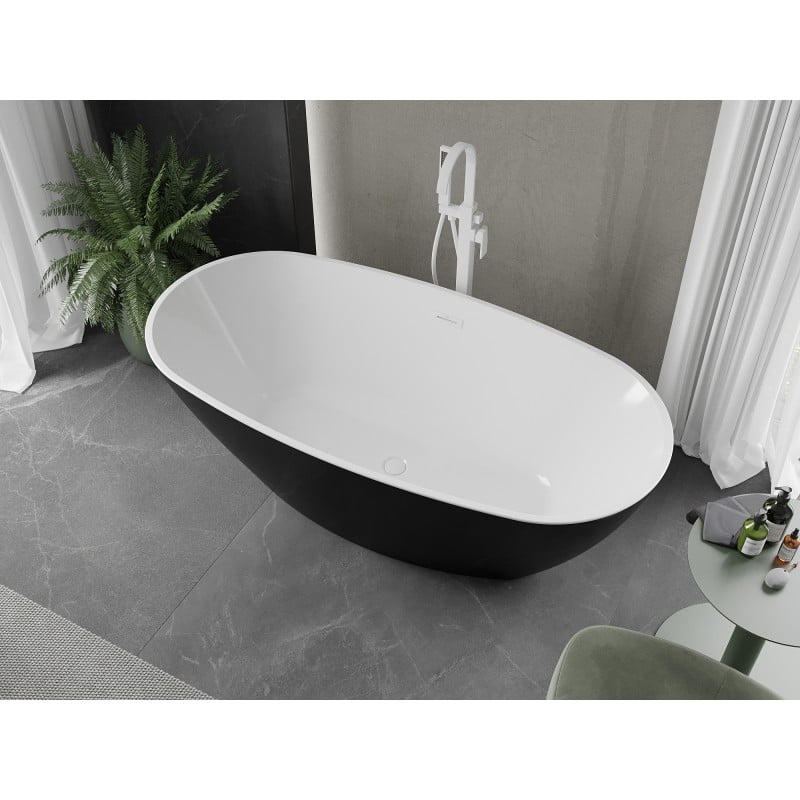 Mexen Eris baignoire autoportante 155 x 80 cm, blanc/noir, trop-plein blanc - 53441558075-20
