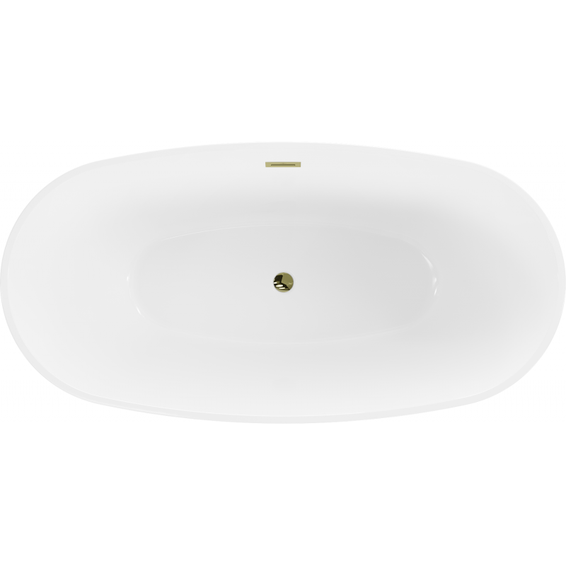 Mexen Eris baignoire autoportante 155 x 80 cm, blanche/noire, trop-plein doré - 53441558075-50