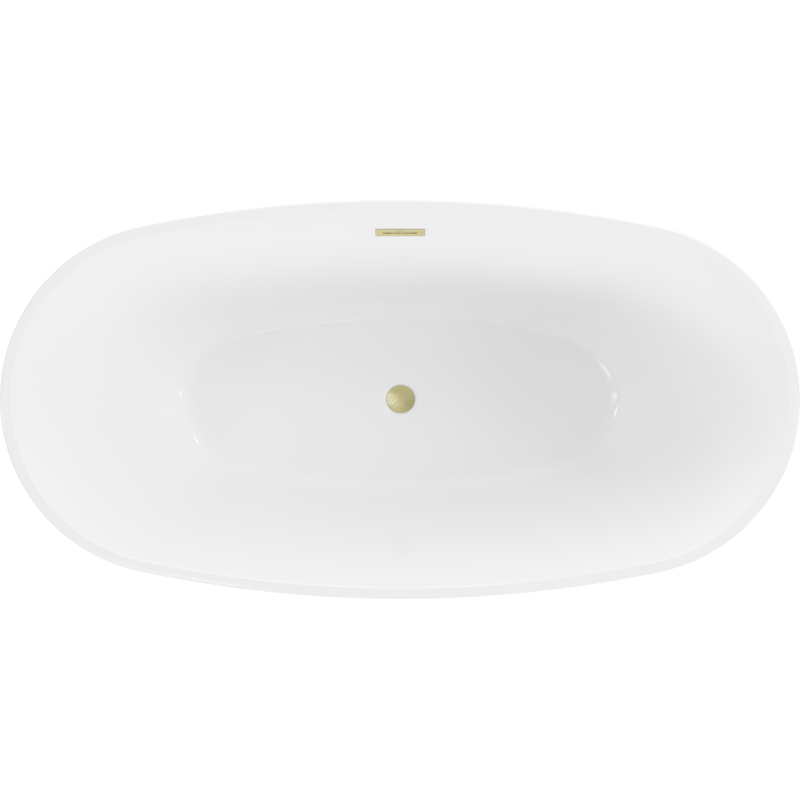 Mexen Eris baignoire autoportante 155 x 80 cm, blanche/noire, trop-plein doré brossé - 53441558075-55
