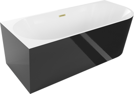 Mexen Mia baignoire autoportante d'angle gauche 170 x 80 cm, blanc/noir, trop-plein doré brossé - 52691708075L-55